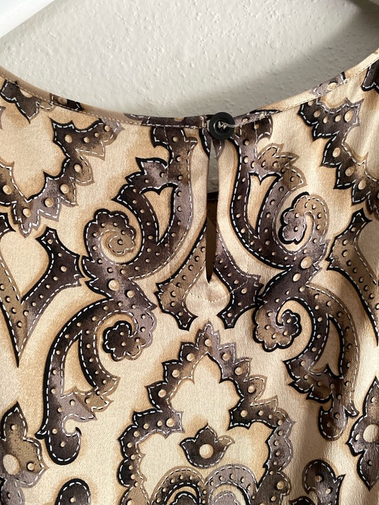 Vintage ESCADA Baroque Print Tank Top Neutral Brown Sz 44 (US 14) 100% Silk Y2K - Picture 8 of 10